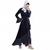 Designer abaya with polka dotted frills- Navy Blue